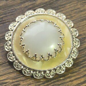 Vintage pearly  & goldtone brooch